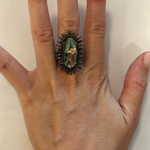 Gunmetal & Abalone Kendra Scott Statement Cocktail Ring
